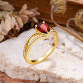 1.25 Carat Pear Cut Garnet Ring Split Shank Engagement Ring